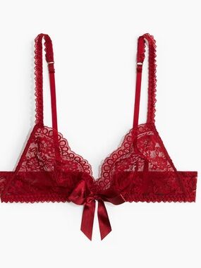 ☀️3/$25 H&M soft lace bra red medium